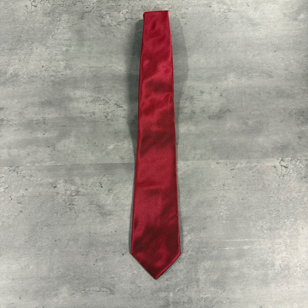Dan John Necktie Mens OS Red Wine Ribbed Texture Classic EUC